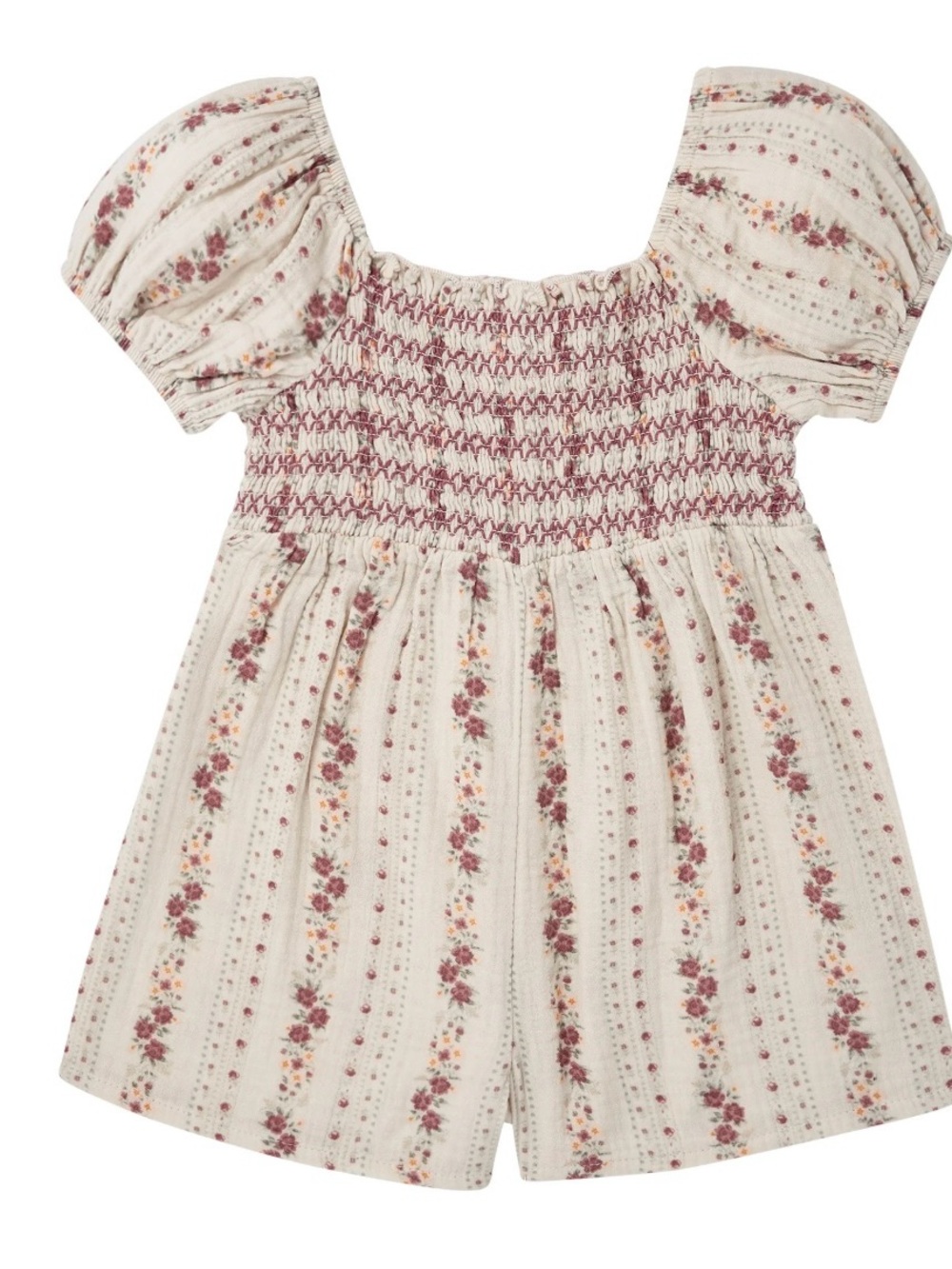 Modern Moments by Gerber Girls 4T Floral Smocked Puff Sleeve Romper NWT